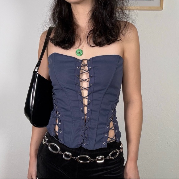 Princess Polly Tops - Y2k Navy Blue Corset